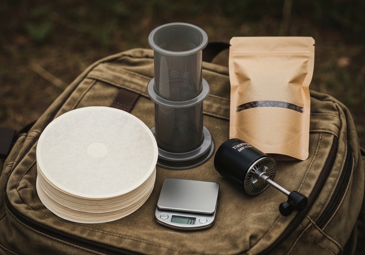 A simple, elegant coffee setup with natural lighting