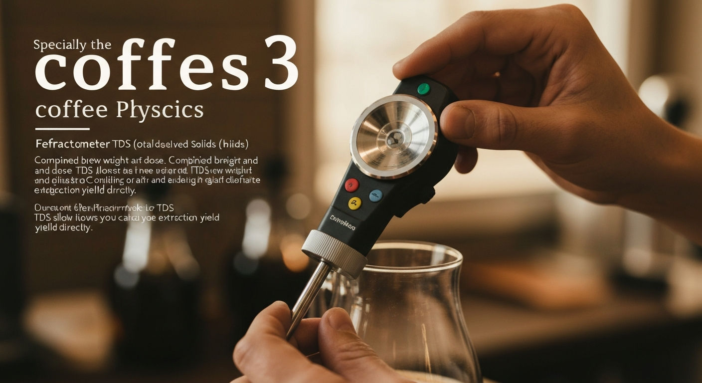 Refractometer being used to measure coffee TDS