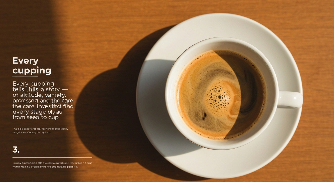 A single cup of coffee photographed from above, highlighting clarity and colour