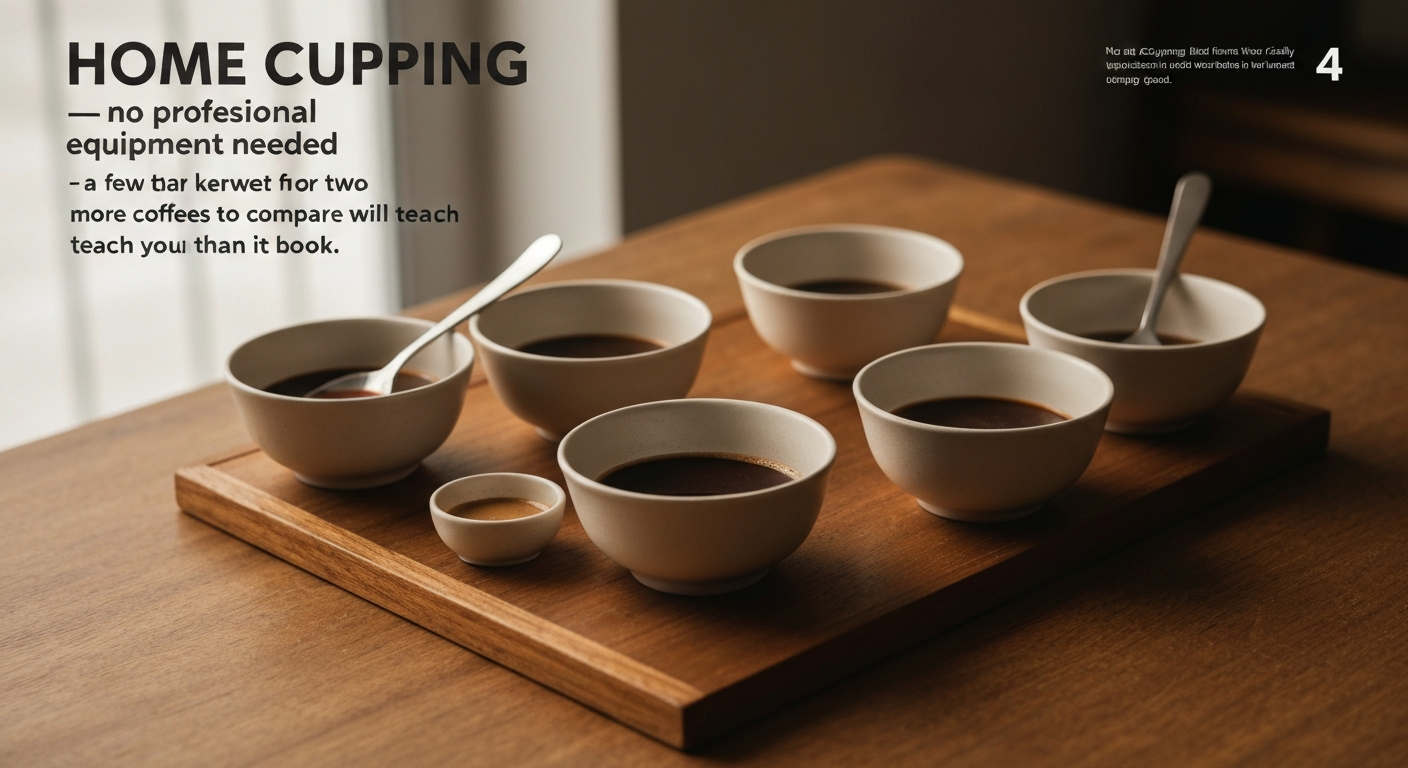 Simple home coffee tasting setup with multiple cups