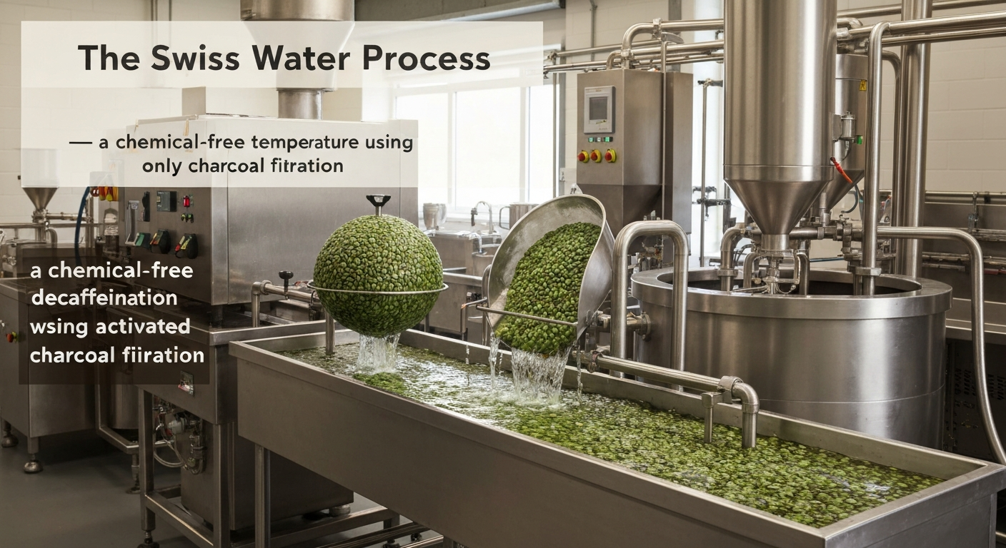 Green coffee beans being processed in a facility