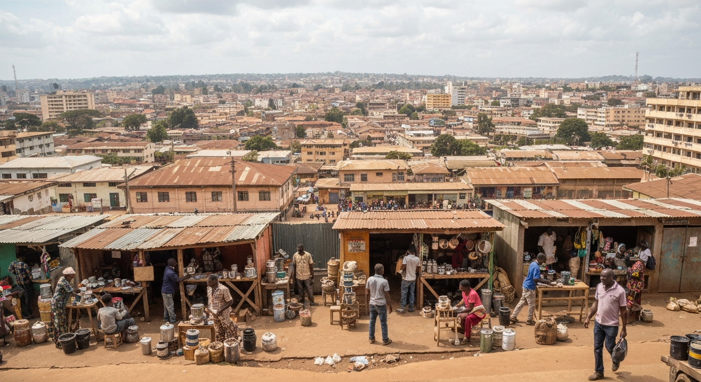 Coffee cherries drying on raised African beds