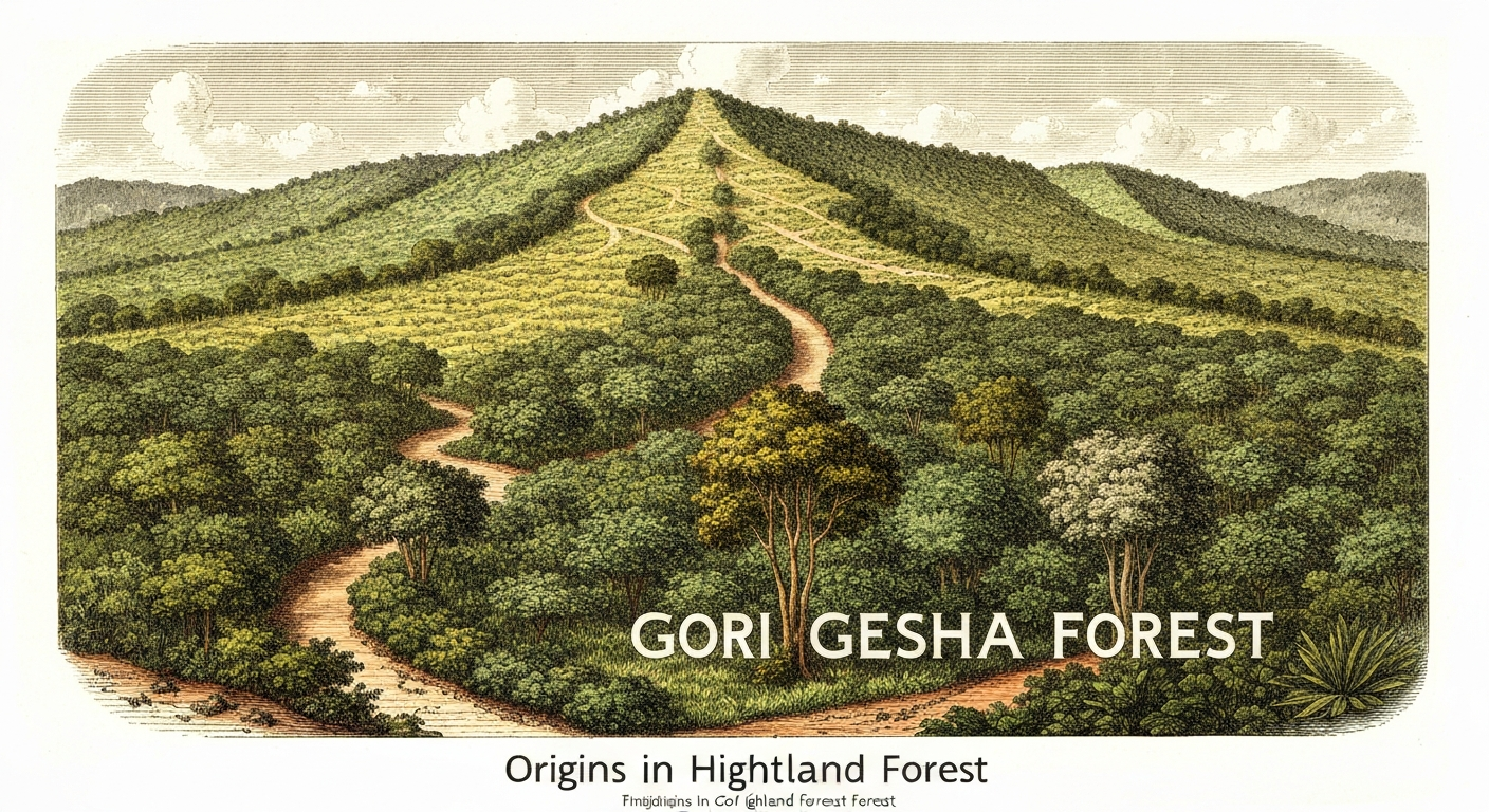 Coffee branch with cherries in dappled forest light