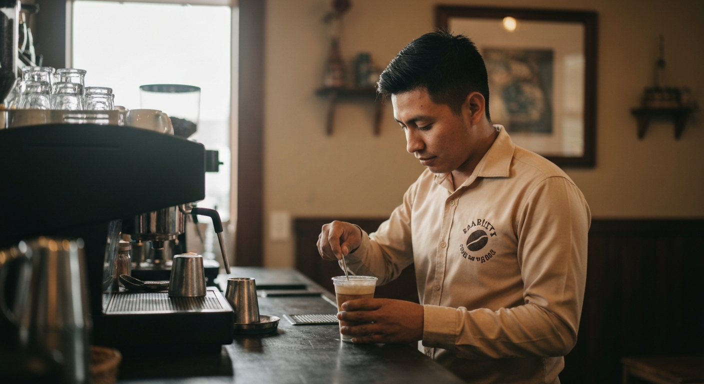 Coffee drying on raised beds under bright sunlight