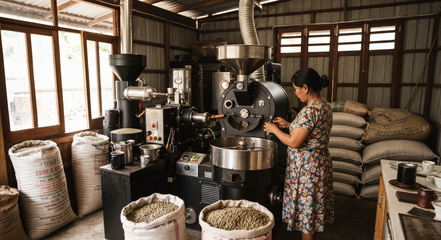 Terraced agricultural fields on a volcanic hillside at sunrise