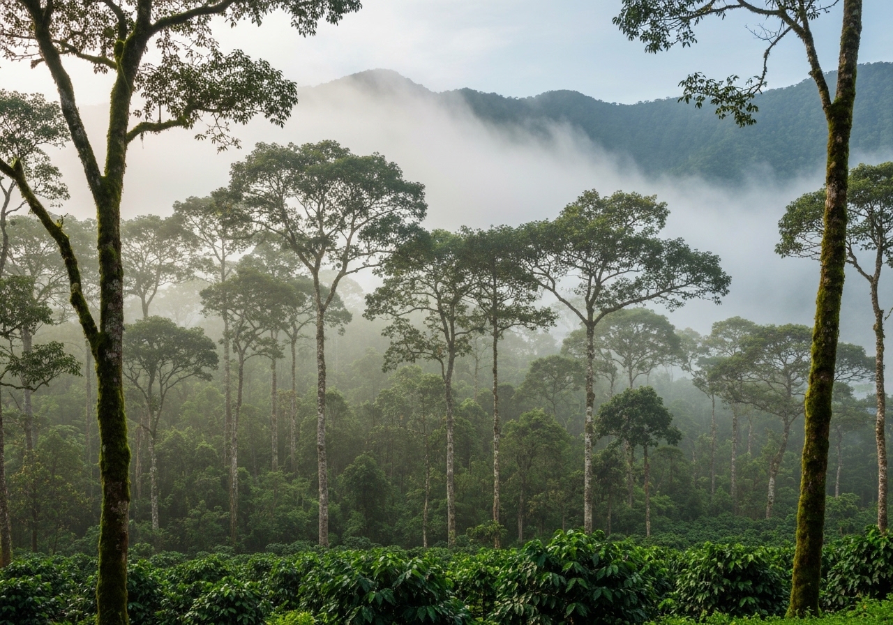 Lush green mountainous landscape in southern Mexico